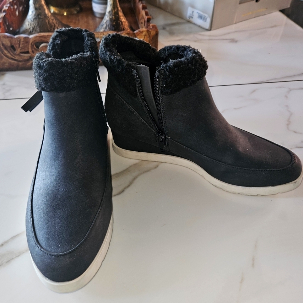 Black Faux Fur Lined Ankle Boots